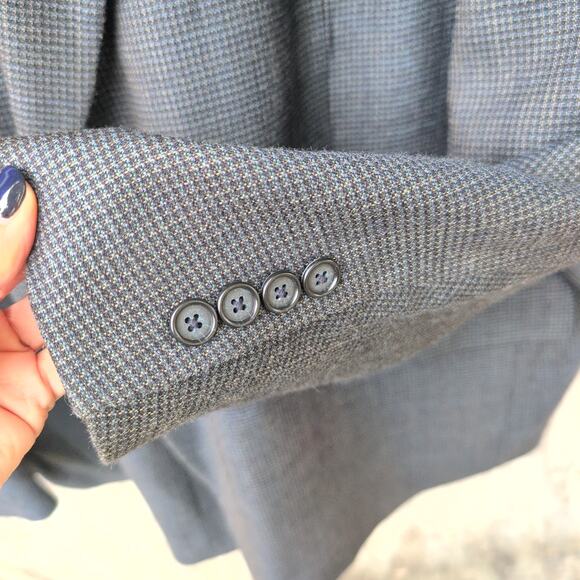 Vintage Franco Lanzetti Silk Wool Tailored Tweed Suit Jacket Men's 54R - Picture 6 of 10